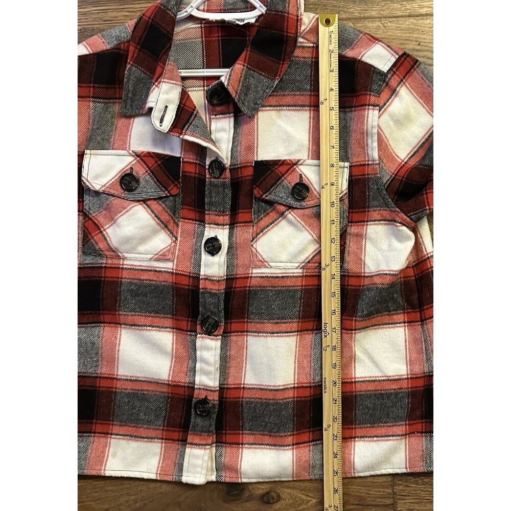 BB Dakota Steve Madden Plaid Shacket XXL Red Black White Button Shirt Jacket - Picture 7 of 7
